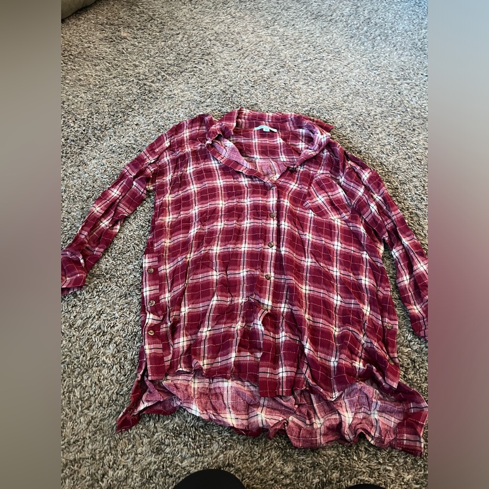 She + Sky plaid long sleeve shirt